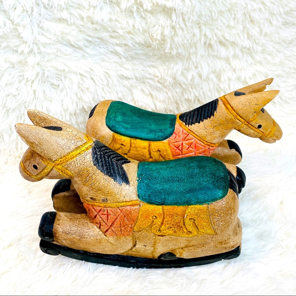 Set2- Primitive Folk Art Tabletop Rocking Horses